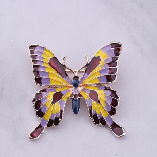 Image of FEELMEM Crystal Rhinestone Butterfly Brooch Pin Blue Color Butterfly Brooches for For Women Wedding /Banquet /Birthday Party