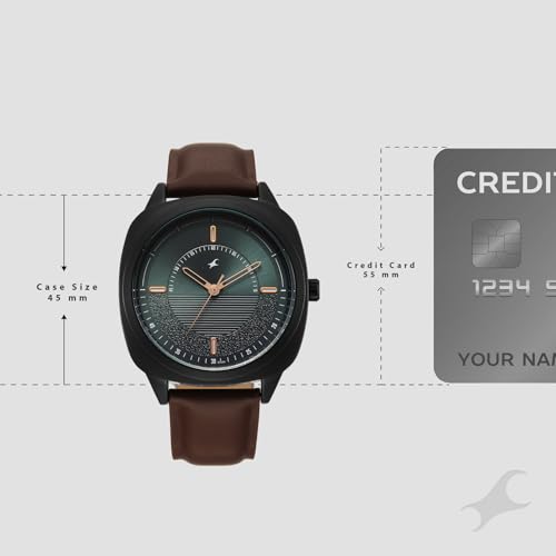 Image of Fastrack Stunners X Quartz Analog with Dark Green Dial Brown Leather Strap Watch for Men - 38161NL02