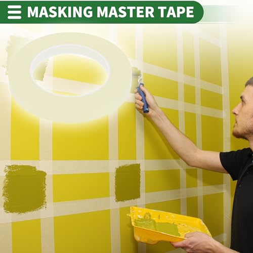 Image of Motoforti Universal Painters Tape Masking Master Tape 0.15cm /0.3cm /0.6cm /1.2cm /1.9cm x 55m Easy Removal Crepe Paper White 5 Pcs