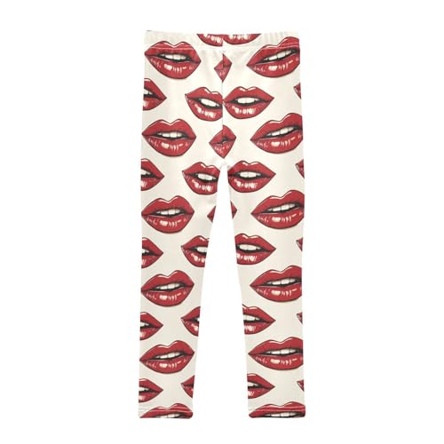 Girls Leggings Red Lips Soft Toddler Leggings for Girls Kids Pants Size 4T-10T2