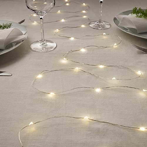 Image of IKEA Little Loved Corner VISSVASS LED Lighting Chain with 40 Lights, Indoor /Battery-Operated Silver-Color, 5-Meter