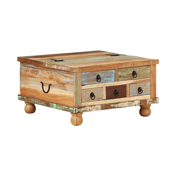 Coffee tableliving room center tabledresserrectangle tablesnack tablesofa side tablewith 5 drawers and 1 large interior storage compartmentassembly is easy reclaimed wood 276x276x15  urban country home decor
