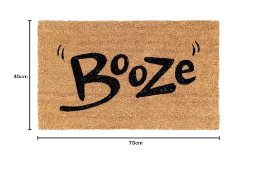 Image of Onlymat Booze Funny Printed Anti-Slip Doormat (Black and Brown) Rectangular Shaped Entryway Rug Natural Coir Material with PVC Backing for Outdoor Entrance Home Multipurpose Mats Floor Door Hall Drawing Room Living Room (75cm x 45cm)