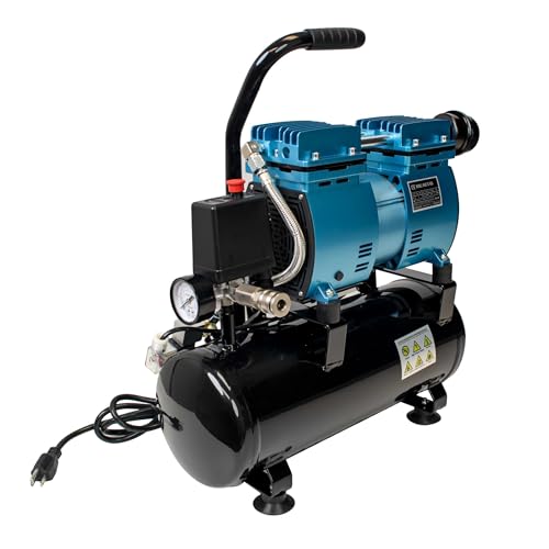 Image of Master Airbrush Super Powerful 1 HP Air Compressor with Extra-Large 9 Ltr | Storage Tank, Model TC-626 - Professional High-Performance, Airflow 85 Ltrs /Minute, 3 CFM - Hose, Pneumatic Tools, Work Shop