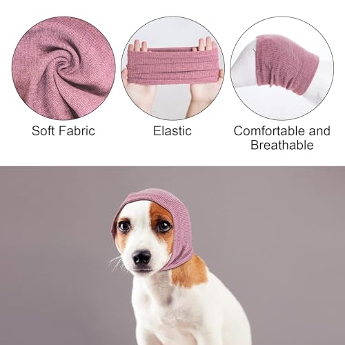 Image of Quiet Ears for Dogs, Rbenxia 1 Piece Dog Ear Cover Hoodies Dog Ear Muffs Headband Noise Ear Protection Warm Winter Ear Scarf (Pink, Medium)