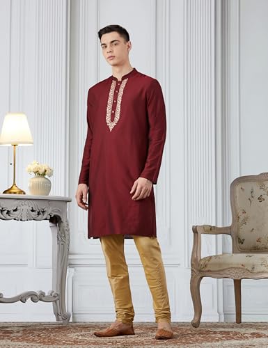 Image of Amazon Brand - Symbol Men Festive Embellished Long Kurta (Regular Fit)