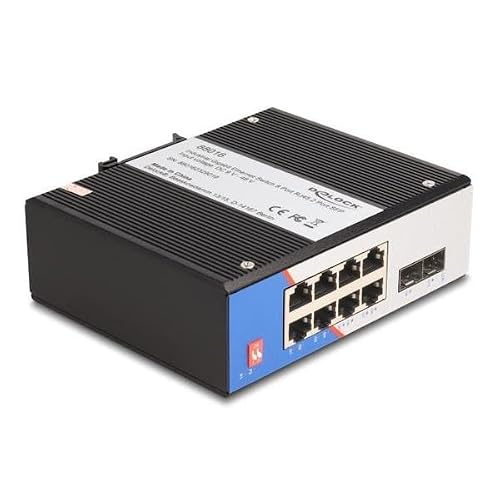 Switch réseau Delock Switch industriel Gigabit Ethernet 8 ports RJ45 2 ports SFP pour rail DIN 8 ports - vue 3