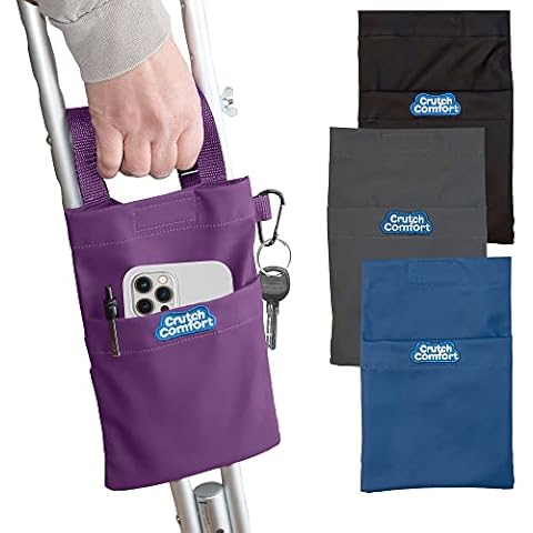 Large Universal 2-Pocket Crutch Water-Repellent Pouch/Pocket/Bag with Key Clip (Purple) Cover