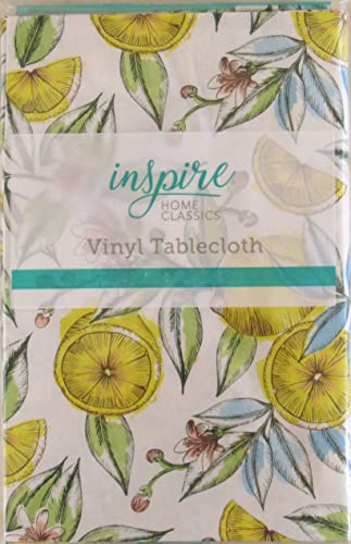 Mainstream Lovely Lemons Vinyl Flannel Back Tablecloth (52" X 70" Oblong) #TOP4