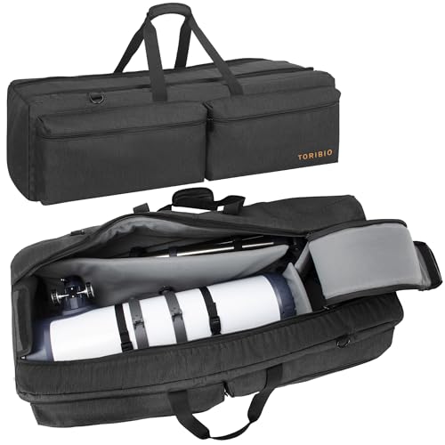 OUUTMEE 40"/102cm Padded Telescope Carrying Case – Telescope Travel Case Durable Storage Bag with Adjustable Dividers & Pockets for Telescopes, Mounts, Tripods & Accessories (Black)