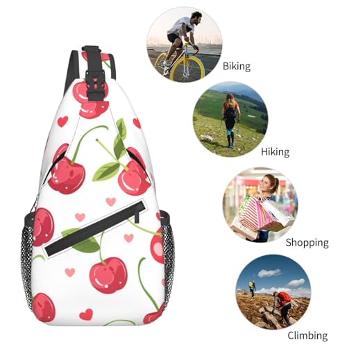 Bolso bandolera con patrón de corazones cherries, unisex miniatura 6