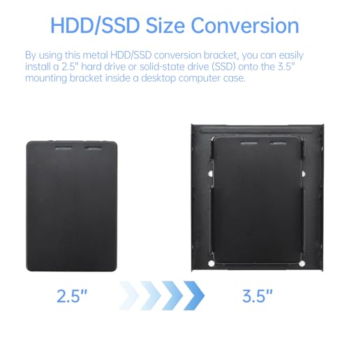 Image of ELUTENG 2pcs Double Deck Mounting Bracket SSD Adapter Metal SSD HDD Holder | 2.5 inch to 3.5 inch Hard Drive with SATA Cable and Power Splitter Cable Metal SSD HDD Holder Compatible with 2.5 to 3.5 Drive Bay