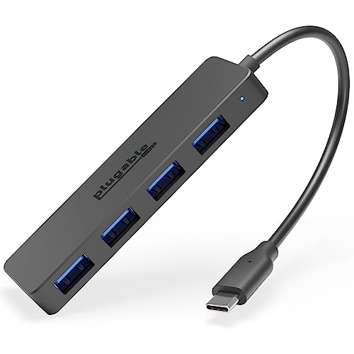 Plugable USB C to USB Adapter Hub, 4 Port USB 3.0 Hub, USB Splitter for Laptop Compatible with Windows, MacBook Pro/Air