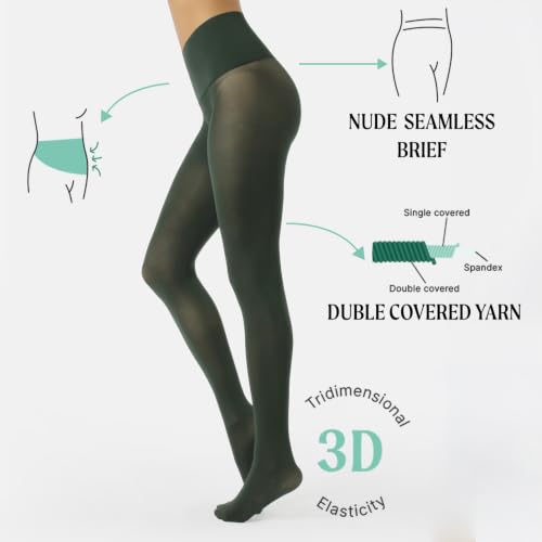 Image of CALZITALY Seamless Tights, 50 DEN High-Waist Pantyhose with no seams, Multi Color Opaque Tights - S, XXL, Italian Hosiery