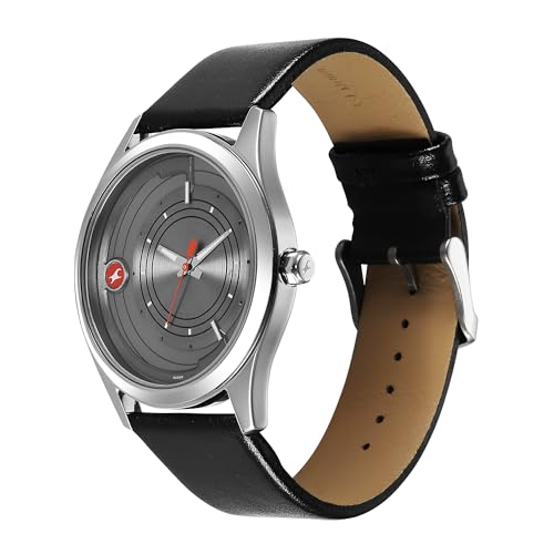 Image of Fastrack Groove Quartz Grey Round Dial Men's Analog Watch | Leather Strap Material | Water Resistant Watch - 3317SL02