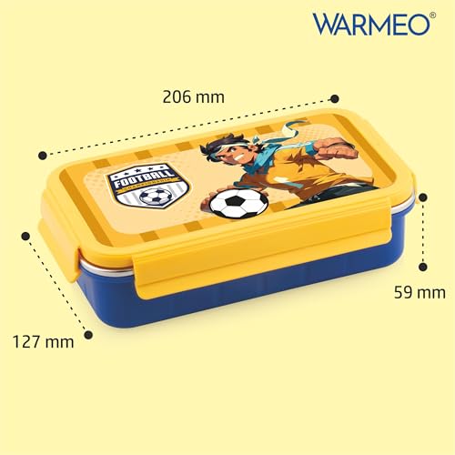 Image of WARMEO Cosmic 3D Print Insulated Lunch Box with Two Compartment BPA Free, Kids Lunch Box,Food Grade Ideal for School, Picnic,& Outdoor - 600 ml Football, Stainless Steel