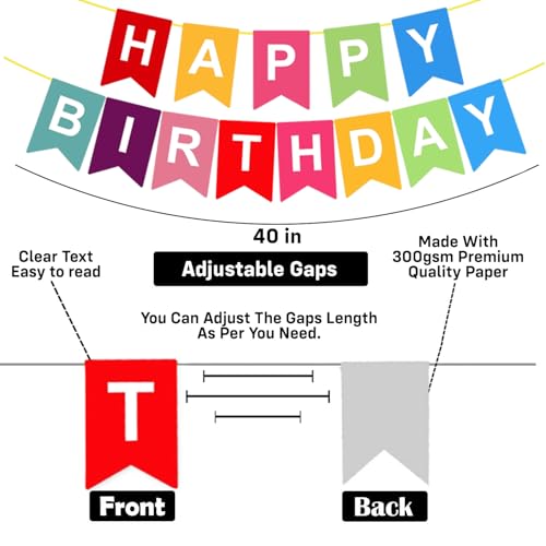 Image of Party Propz Latex, Cardstock Happy Birthday Banner - 115 Pcs Birthday Decoration Kit, Alphabets For Decoration, Customized Banner With Name & Pastel Balloon For Decorations (Multicolor)
