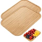 Family Pack 2 Bandeja de Bambú Rectangular 30×40 cm, Ideal para Servir, Cocina y Decoración, Fuende de Bambú para Comedor, Restaurante y Hostelería