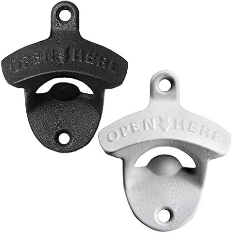 Outdoor Black and white stainless Stainless Beer Bottle Opener Wall Mounted with magnetic cap catcher (Pack of 2) Cover