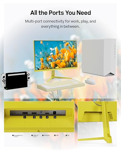 Image of Pixio PX249 Wave Yellow 24 inch 240Hz Refresh Rate FHD 1080p Resolution IPS Panel 1ms GTG Response Time Gaming Monitor and PS1S Wave Yellow Single Monitor Arm