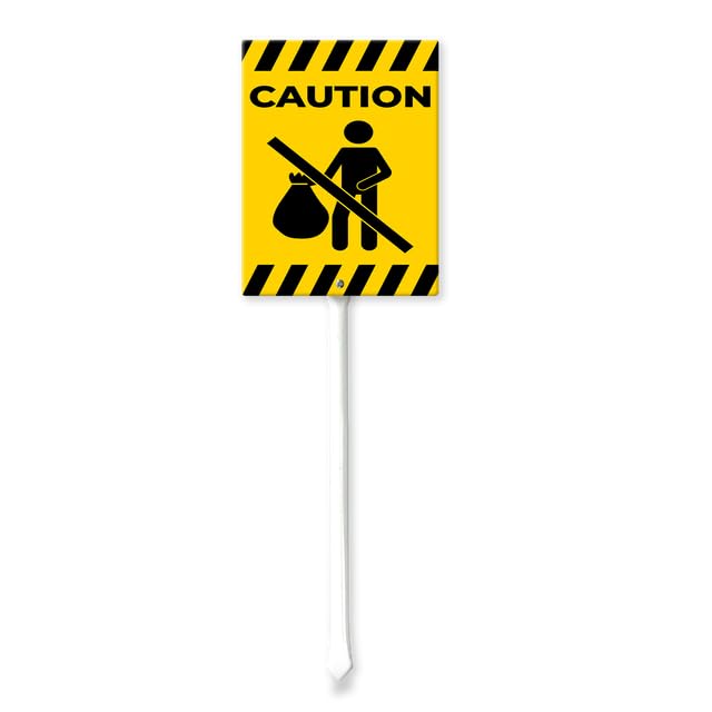 No Dumping Sign With Metal Stake, 4.4" x 17.6" Aluminum Yard Sign for Street, Garden Lawn Neighborhoods