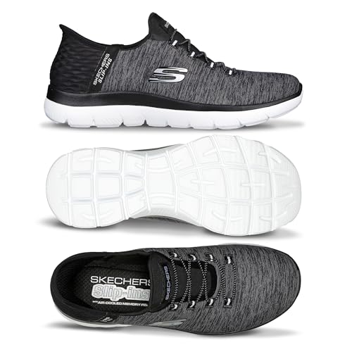 Skechers Damen Summits Dazzling Haze Slip-InTurnschuhe, Black Mesh/White Trim, 40.5 EU Large – Ansicht 9