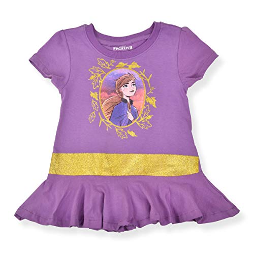 Disney Frozen Elsa and Anna Girls’ 2 Pack T-Shirts for Little Girls – Purple/Blue2