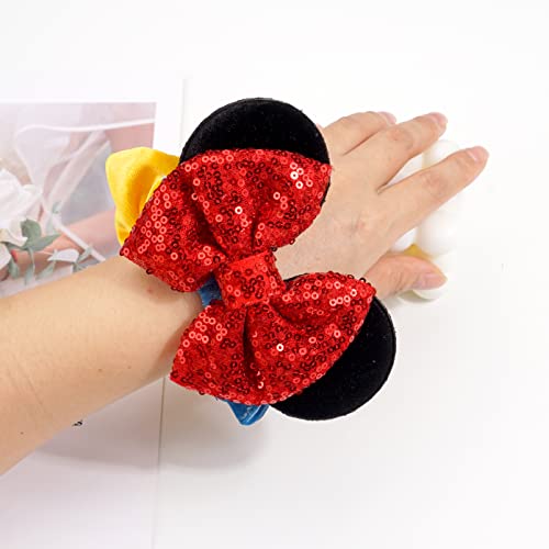 3 Pack Mickey Ears Mouse Scrunchies Sparkly Sequin Hair Bows Velvet Hair Scrunchy Hair Ties Elastic Hair Bands Ponytail Holders Minnie Hair Accessories For Girls Women Teens Kids #TOP3