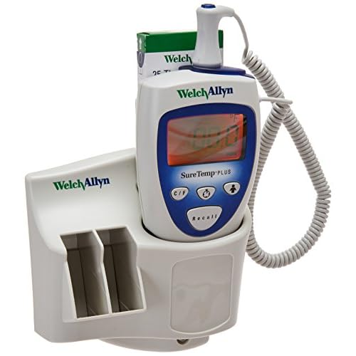 Welch Allyn 01692-200 SureTemp Plus 692 Electronic Thermometer with Wall Mount, Security System with ID Location Field, 4′ Cord and Oral Probe with Probe Well