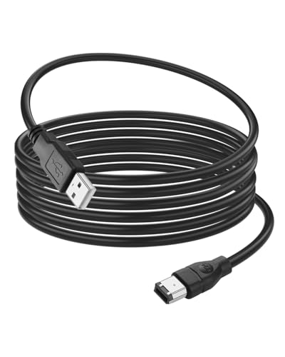 HATMINI Câble adaptateur Firewire 6 broches vers USB, USB 2.0 A mâle Firewire IEEE 1394 6 broches, câble convertisseur pour imprimante, scanner, appareil...