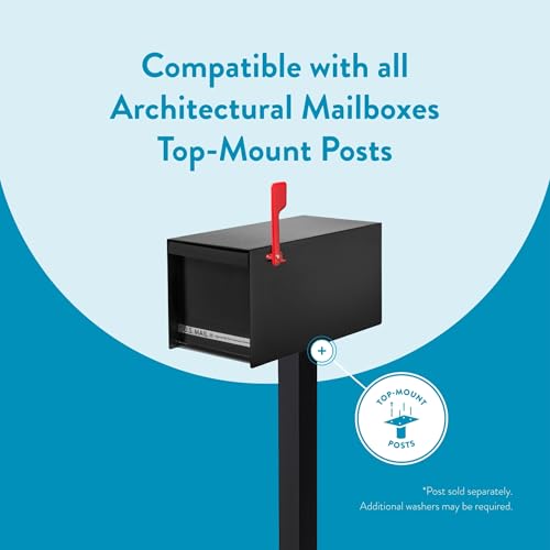Image of Architectural Mailboxes MailMax Post Mount Mailbox, All Black, Large | Modern galvanized steel and aluminum build with rust-resistant powder-coat finish and a magnetic door closure. USPS approved.