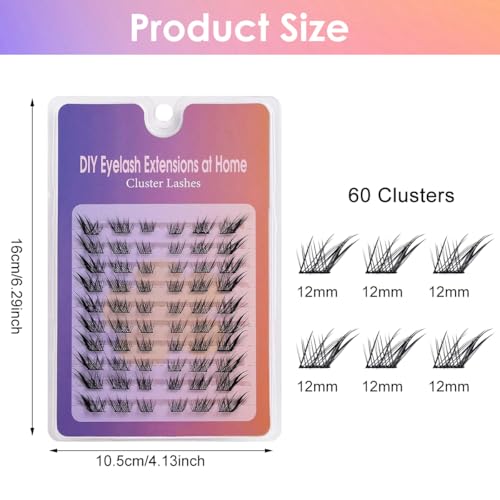Image of MAYCREATE DIY Eyelash Extension Clusters, 60pcs Individual Lash Clusters Natural Wispy Volume Lashes for At Home Lash Extension Kit