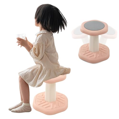 Image of Kid's Wobble Stool, Flexible Classroom Seating for Toddler Ages 3-8, Active Chairs Preschool Desk Chair for Classroom, Balance Sensory Wiggle Chair, Anti-Slip Base, 14 inch High, Tool-Free Assembly,Pink