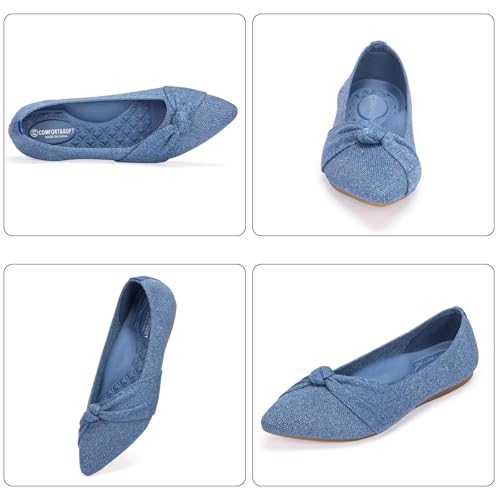 Image of Frank Mully Womens Pointed Toe Flats Knit Dress Shoes Comfort Women Shoes Softable