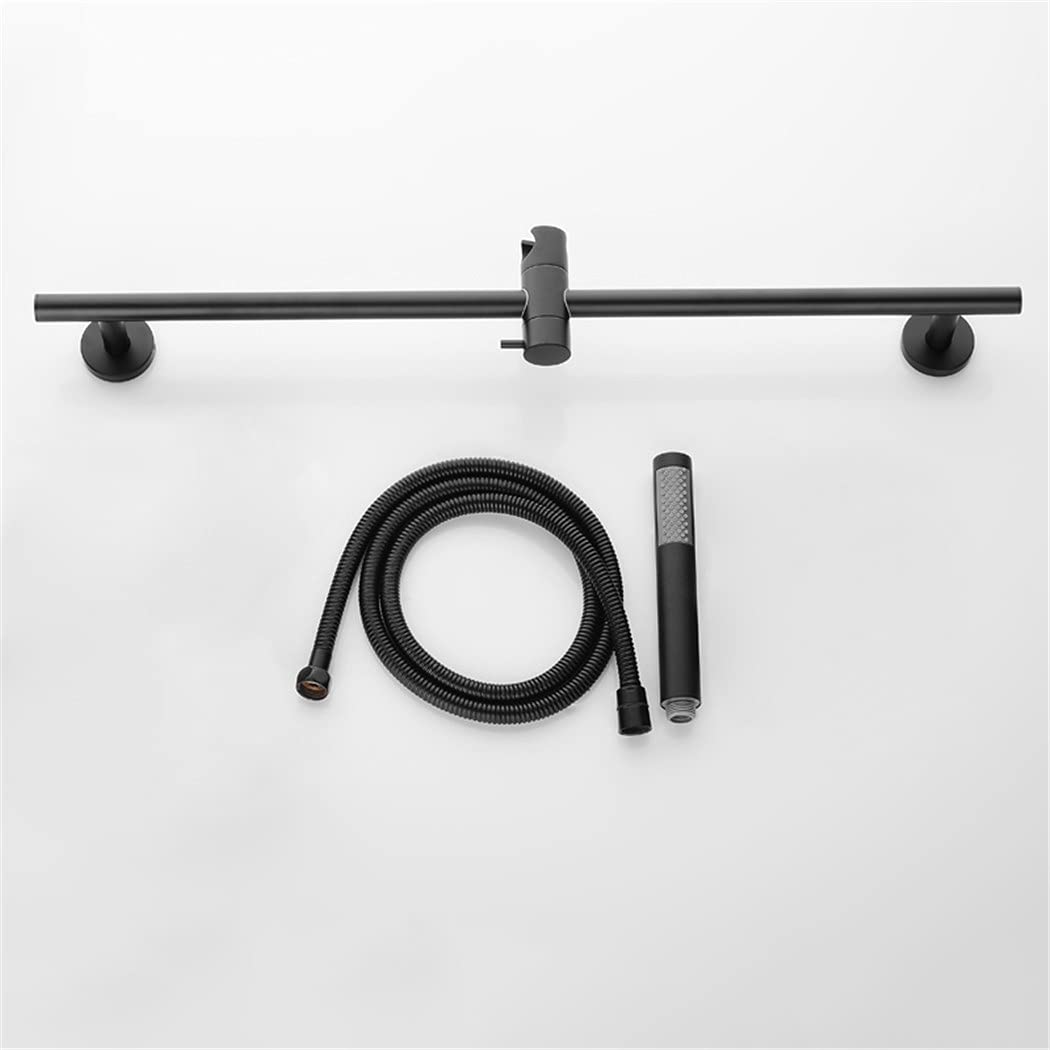 Pommeau de douche en laiton massif noir avec barre coulissante et tuyau