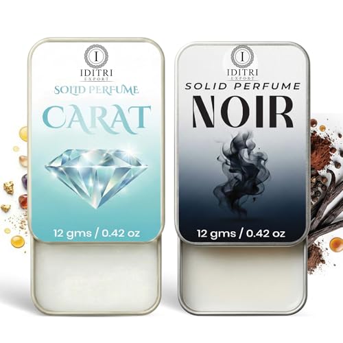 Image of Solid Perfume |Carat&Noir Alcohol Free Wax Perfume Balm, Long Lasting | Pocket Tin 12g, Pack Of 2| Non Greasy Smooth Glide, Travel Friendly Men And Women Gifts He Or Her