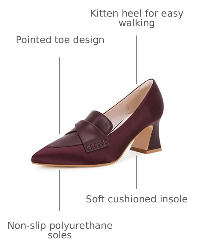 Image of Women's Chunky Block Low Heels Pumps Stitching Retro Work Office Dress Shoes