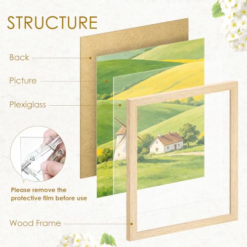 Image of 5x7 Picture Frame Set of 2, Solid Wood Frames, Natural Woodgrain