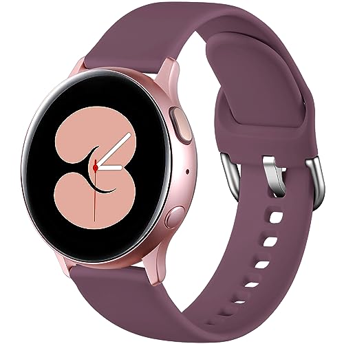 Dirrelo Deportiva Correa Compatible con Samsung Galaxy Watch Active/Active 2 40mm/44mm, Reemplazo Silicona para Galaxy Watch 42mm/Gear S2 Classic/Garmin 20mm para Mujeres y Hombres,Morado Ahumado,S