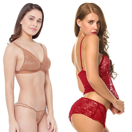 Image of Love Maker Babydoll Lingerie Bra Panty Set Undergarments for Women Honeymoon Nighties Small to 3XL
