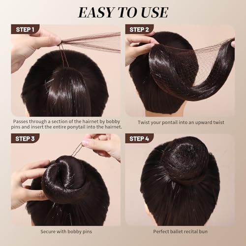 Teenitor Hair Bun Maker Kit - 4Pcs Medium Donut Shapers, 10Pcs Invisible Nets, 10Pcs Bobby Pins, Crown Shaper Set thumb #2
