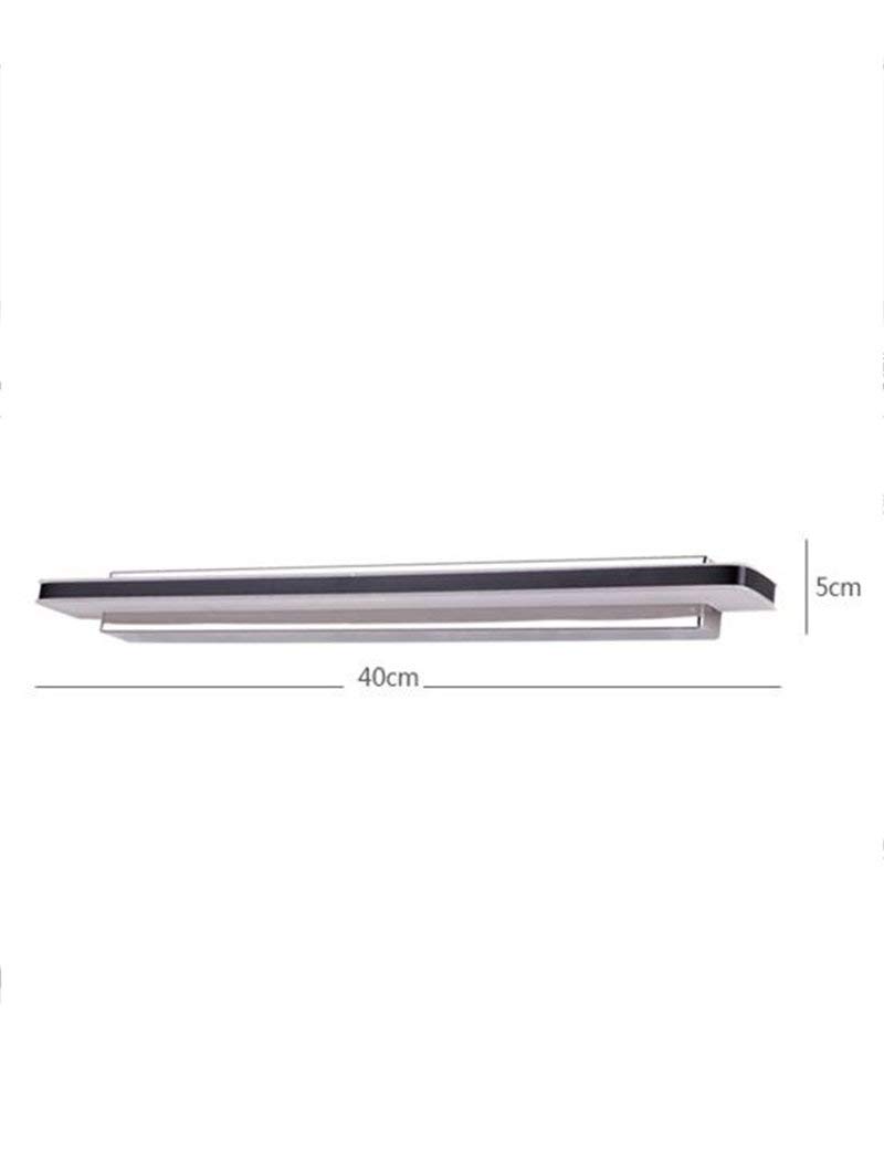 MU Inicio Baño Espejo Faros Led Acero Inoxidable Sombra de acrílico Simple Moderno Impermeable Antivaho Espejo Luz Delantera Cuarto de baño Maquillaje Espejo Bombilla Delantera incluida, Espejo Faro