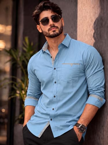 Image of Amazon Brand - INKAST Cotton Shirt for Men | Regular Fit Full Sleeve Casual Shirt | Stylish Formal Office Wear Shirts for Men | Soft Comfortable Breathable Cotton Fabric | Fashionable Office Wear