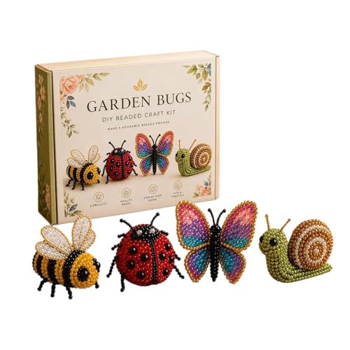 HYYGOCCTV 4Pcs Animal Bead DIY Tiny 3D Beaded Kit Animals DIY Kit Designs Beaded for Beginner & Craft with Instructions (4Pcs-E)