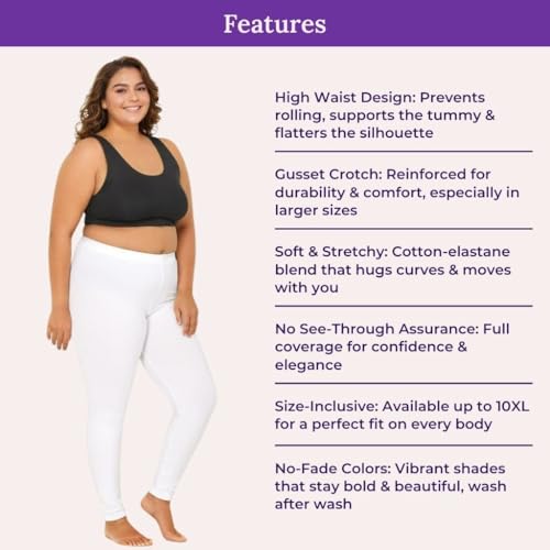 Image of Adira | Plus Size Leggings for Women | Plus Size Leggings for Women | High Waist | Ankle Length | Soft Cotton & Elastane Blend | Non-See-Through | Gusset Crotch Prevents Ripping