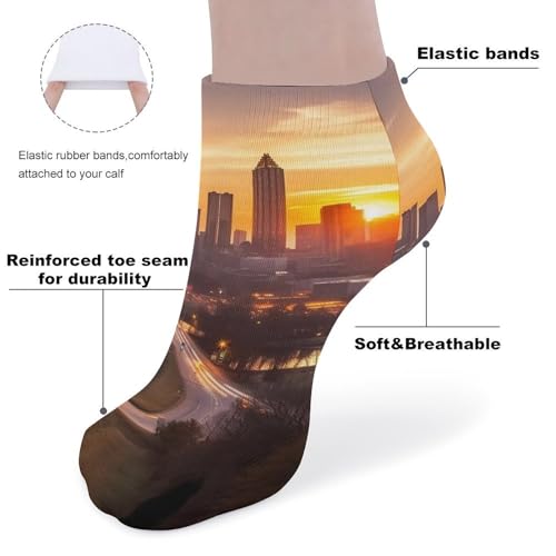 Atlanta City Sunset Landscape Socks Ankle Length Socks Casual Short Socks for Women Men Low Cut Sports Socks Running Socks No Show Socks Ankle Socks Athletic Socks Workout Socks3