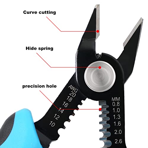WGGE Wire Cutters Precision Flush Pliers with Supplementary Stripping, Cutting Pliers, Handy and Slim Diagonal Cutters, Ultra Sharp Wire Cutter, 10-20AWG wire stripper (6 inch)2