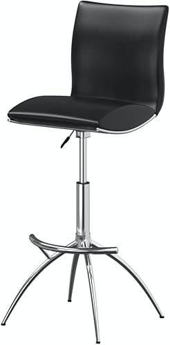 Neos Modern Furniture Juego de 2 taburetes giratorios de cuero sintético de altura ajustable con cojín y elevador de gas, color negro