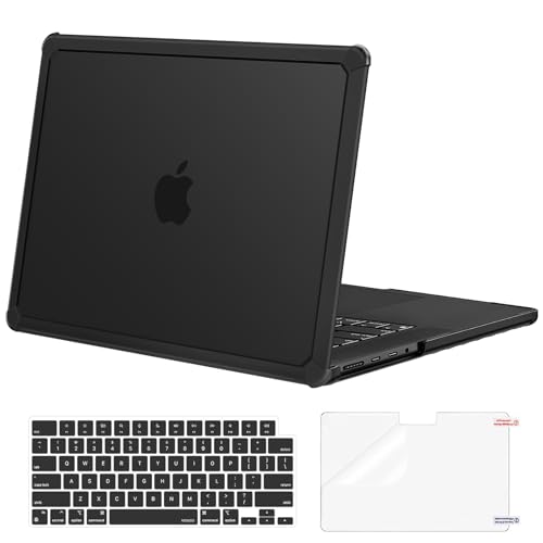 MOSISO Compatible with MacBook Pro 14 inch Case M5 2026 M4 M3 M2 M1 2025-2021 A3427 A3426 A3434 A3112 A3185 A3401 A2918 A2992 A2779 A2442,3 in 1 Kit Anti-Crack Hard Shell with TPU Bumper, Black