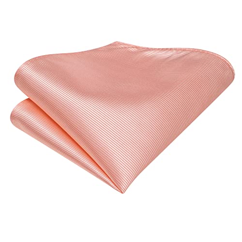 Image of Hi-Tie Pink Solid Ties for Men Silk Necktie Set for Men Wedding Business Tie Pocket Square Cufflinks Tie Clip Gift Set, Medium